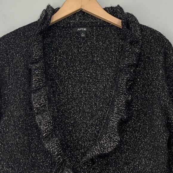 Apt 9 Size Small Metallic Black Ruffled Cardigan Whimsigoth Fairy Dark Romantic - Picture 2 of 7